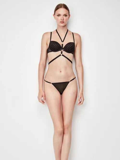 Sujetador efecto push up con detalle de pieza dorada