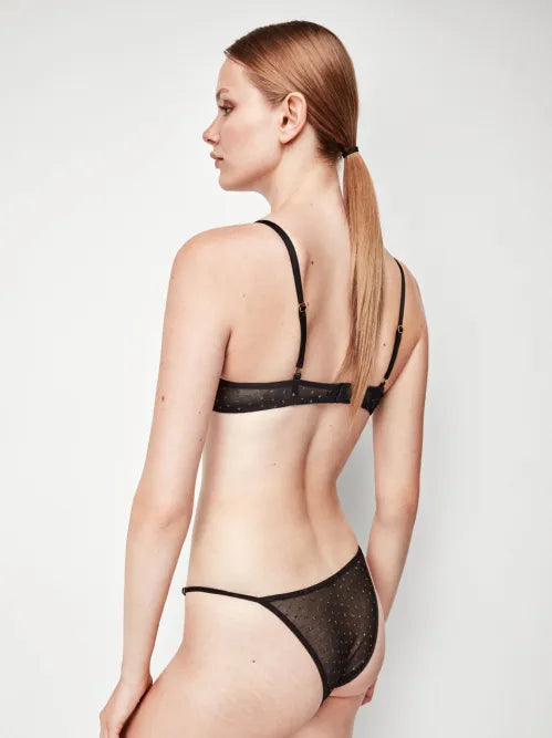 Push up effect bra with gold trim detail