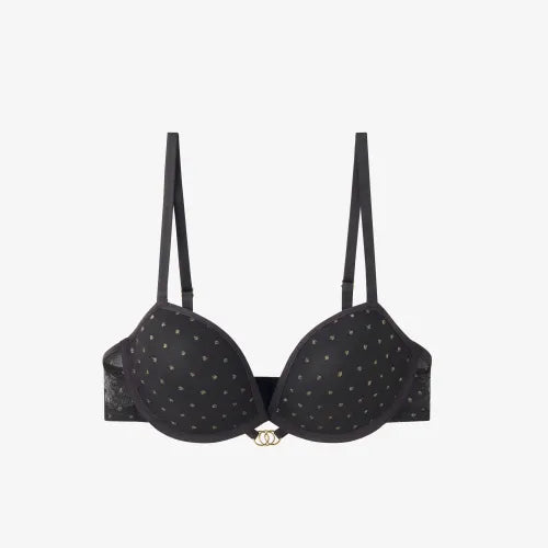 Push up effect bra with gold trim detail