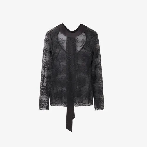 T-shirt en dentelle semi-transparente